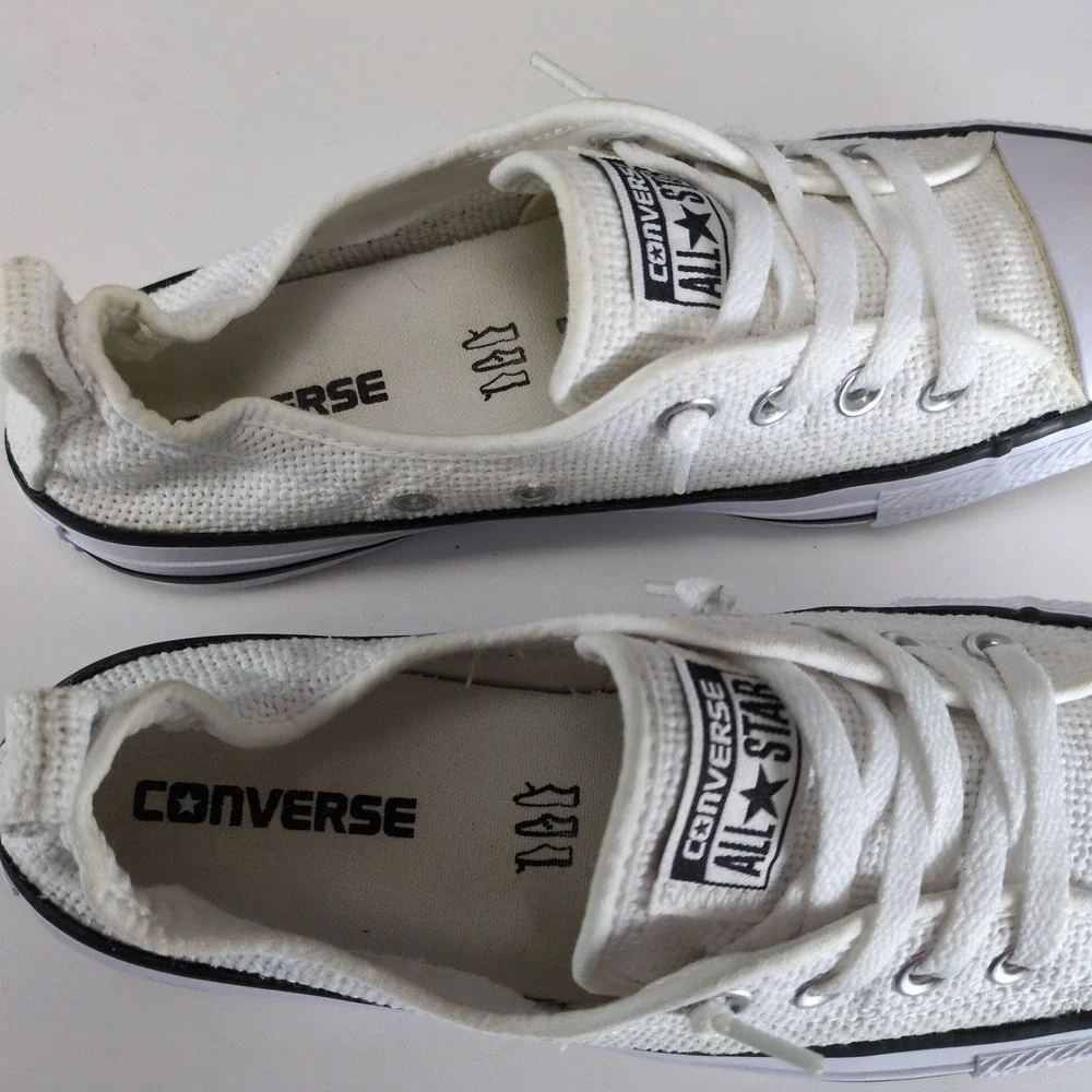 Converse All Star Shoreline Basketweave White Slip-On Sneakers Womens 8 Canvas